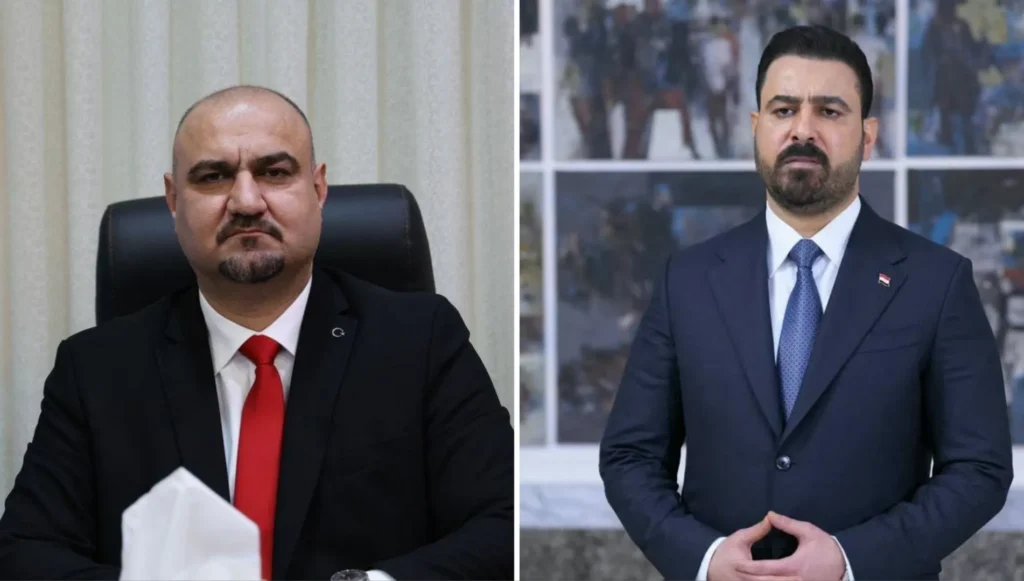 وێنەی عەلی زەیدی، سەرۆکوەزیرانی عێراق و محەمەد سەمعان، سەرۆکی بەرەی تورکمانی و پارێزگاری کەرکووک